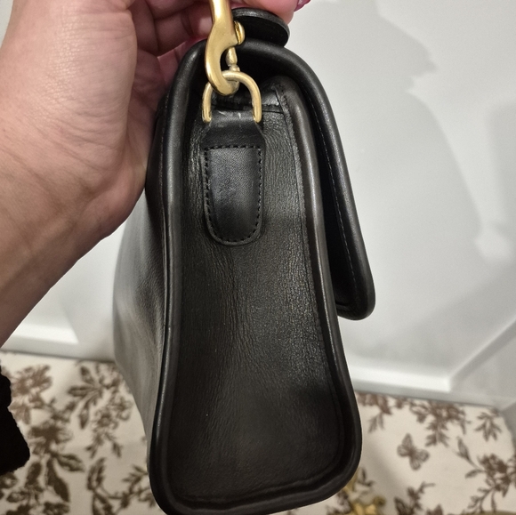 Vintage COACH Court Bag Old Coach Hand Bag Shoulder Bag Black Leather - Picture 5 of 16
